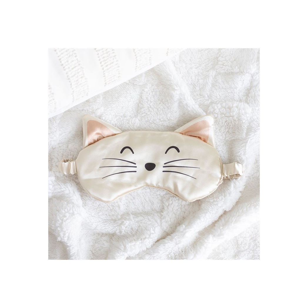 White Cat Face Satin Eye Mask
