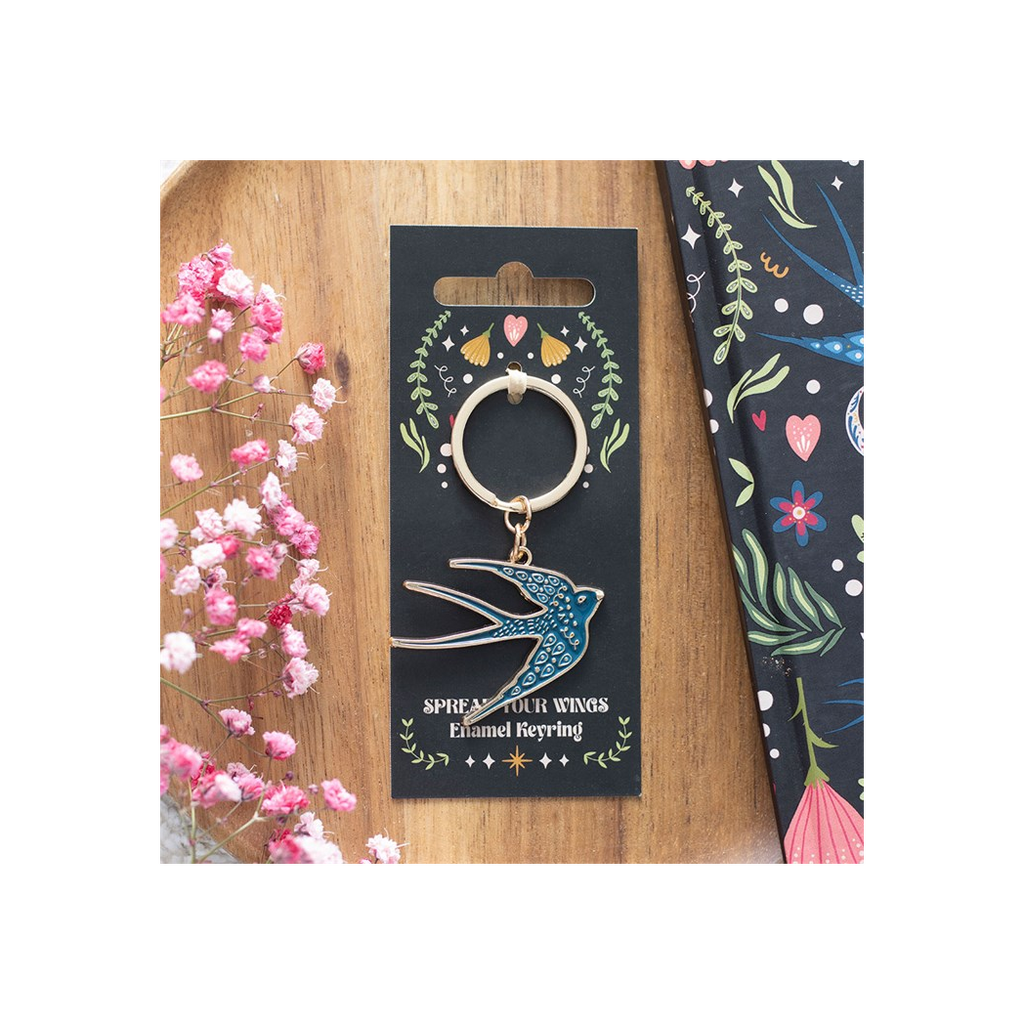 Blue Spread Your Wings Swallow Keyring